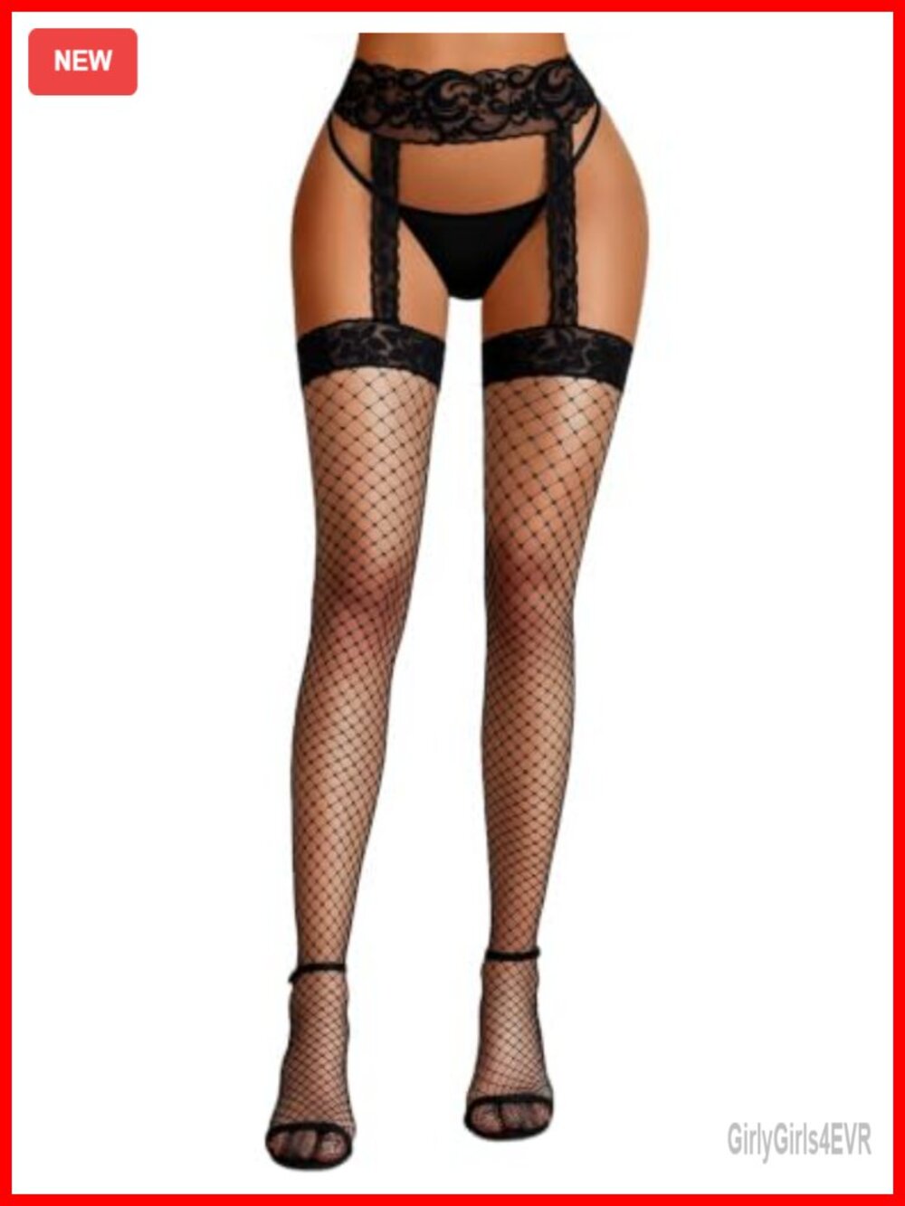Fishnet Stockings and Garter Belt Set Lace Suspender Pantyhose